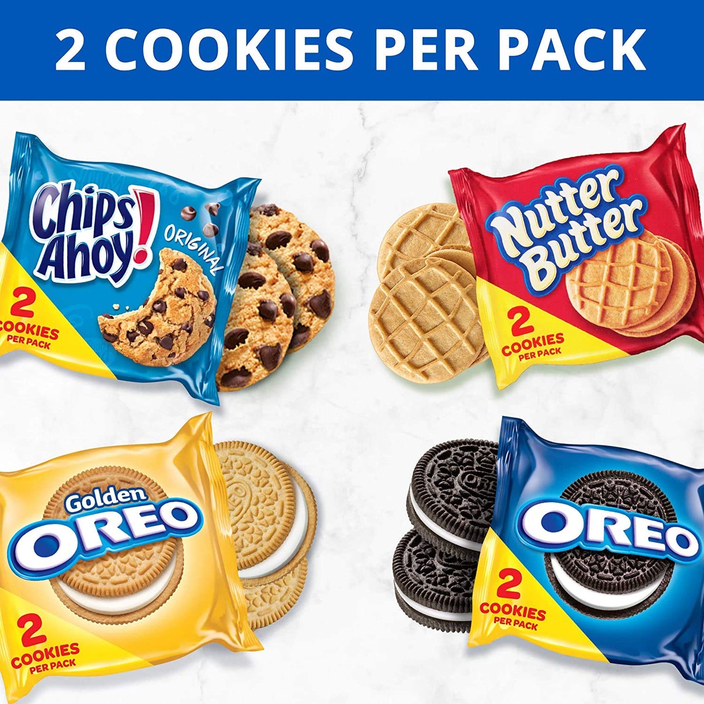 OREO Original, OREO Golden, CHIPS AHOY! & Nutter Butter Cookie Snacks Variety Pack, 56 Snack Packs