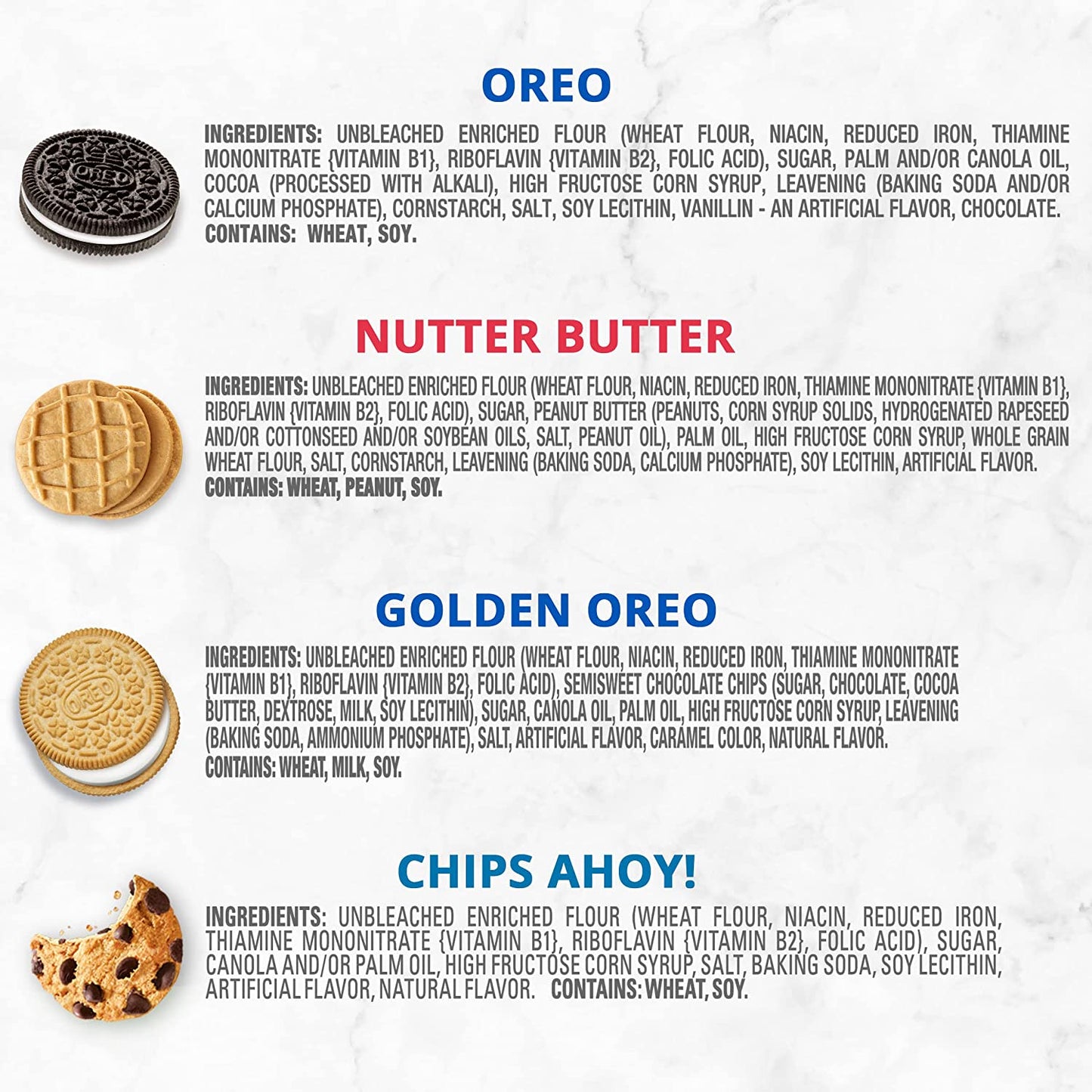 OREO Original, OREO Golden, CHIPS AHOY! & Nutter Butter Cookie Snacks Variety Pack, 56 Snack Packs
