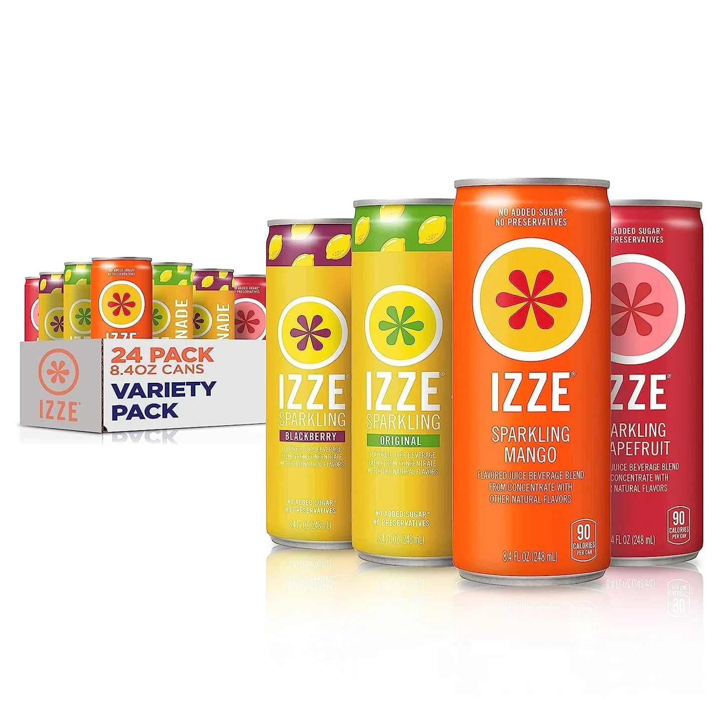 IZZE Sparkling Juice, Variety Pack, 8.4 Fl Oz Can (Pack of 24)